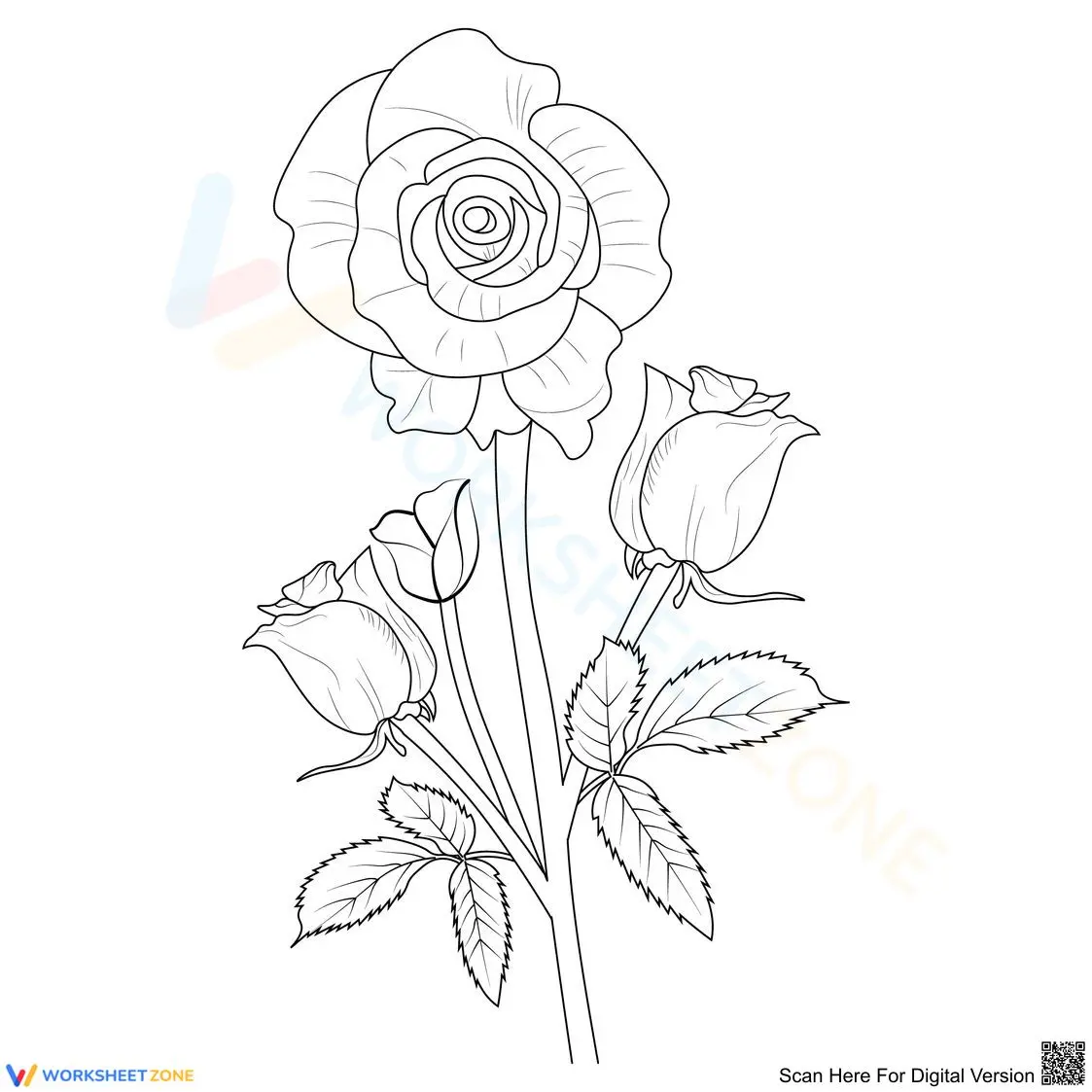 Stunning Rose Coloring Page | Essential Printable - Page 1