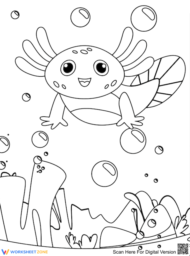 Pretty Axolotl Coloring Page | Essential Grade 1-5 - Page 1