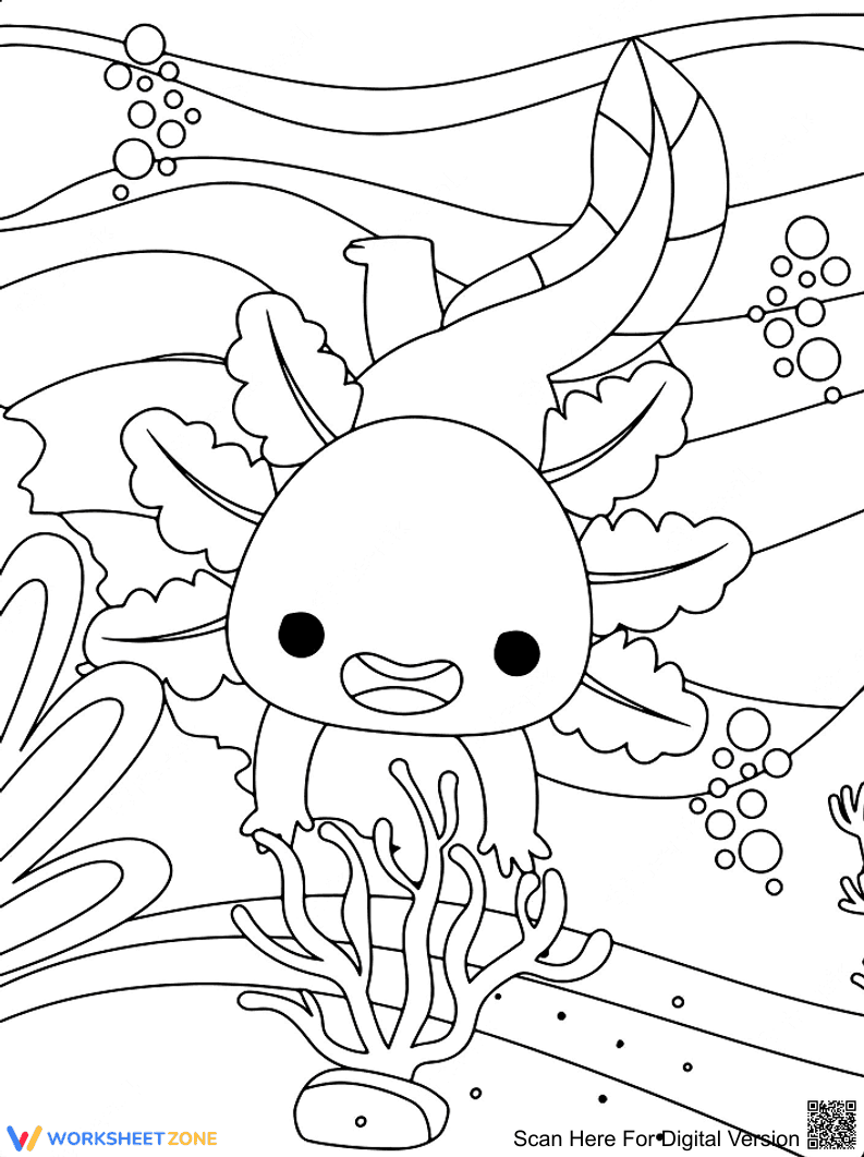 Playful Axolotl Coloring Page | Essential Grade 1-5 - Page 1