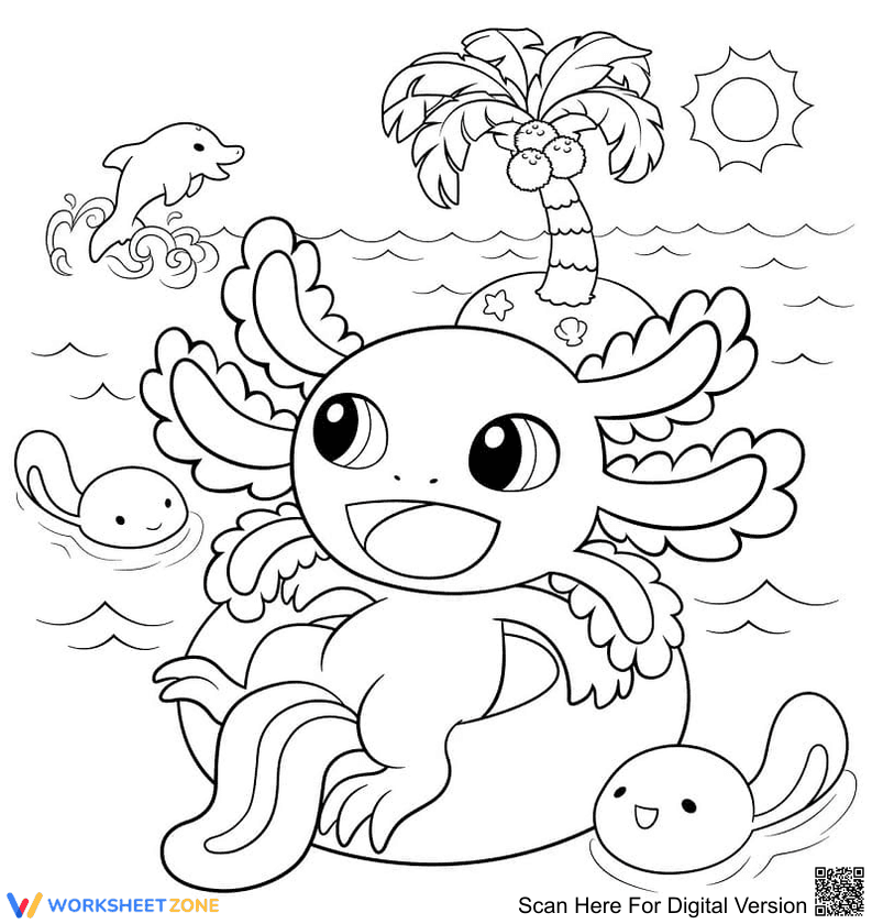 Axolotl Relaxing Coloring Page | Essential Grade 1-5 - Page 1