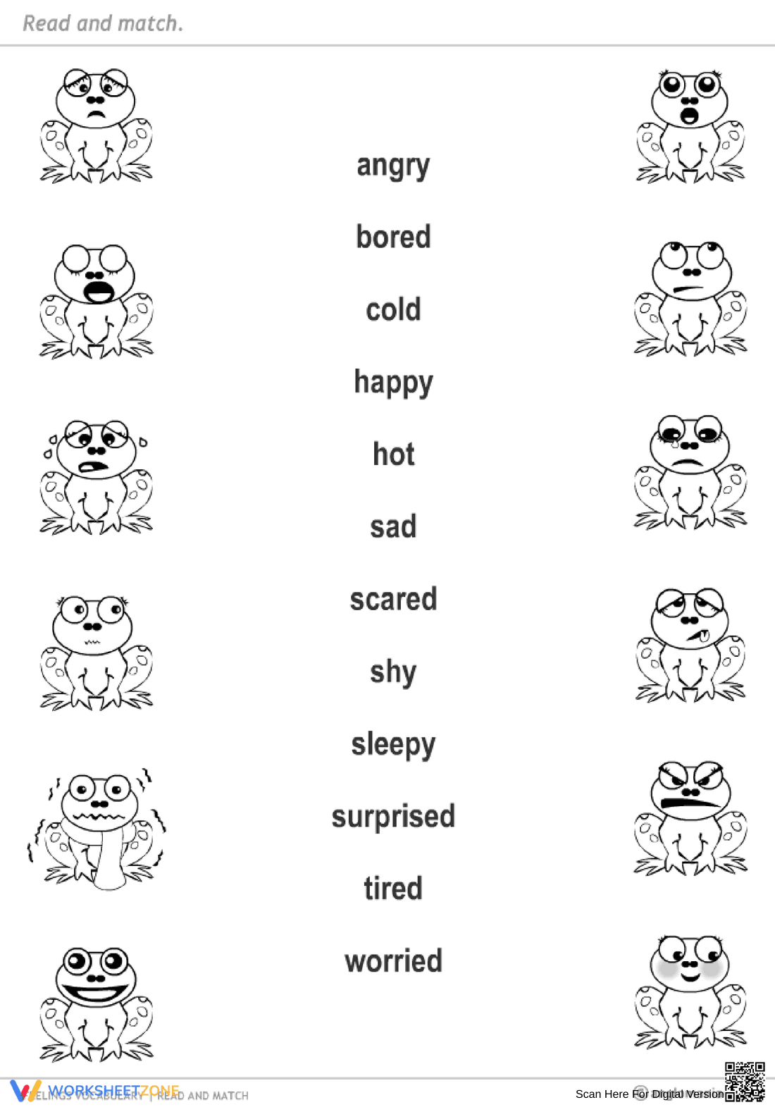 Match the Feeling Worksheet | Essential Kindergarten English - Page 1