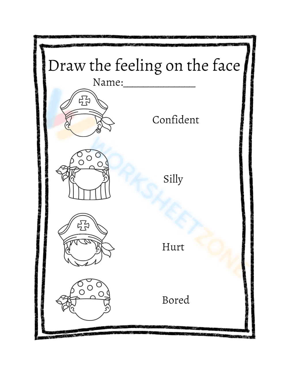 Emotions Worksheet: Draw the Feeling on the Face - Page 1