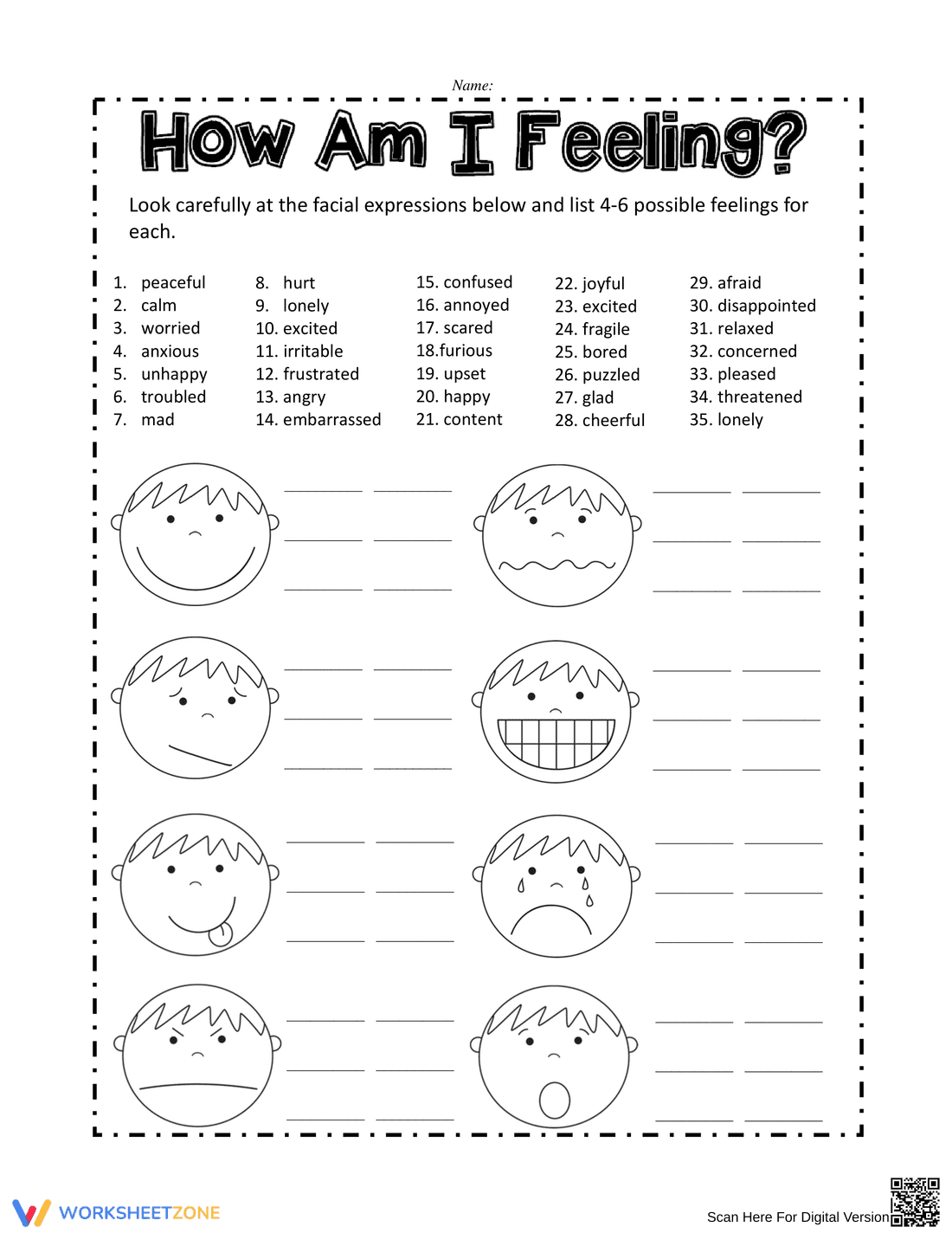 How Am I Feeling Worksheet | Grade 4 Essential SEL - Page 1