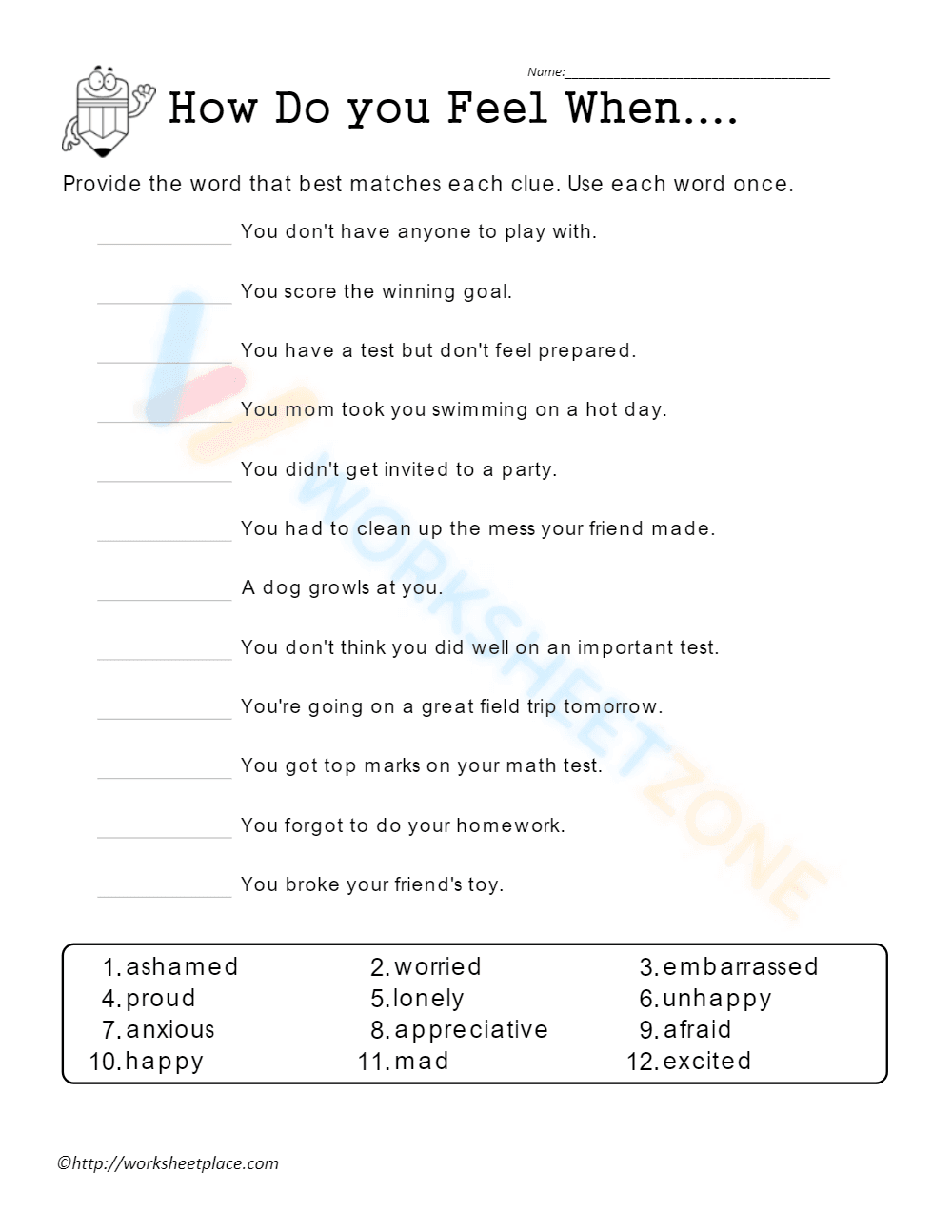Identifying Emotions Worksheet | Grade 3-5 Essential - Page 1
