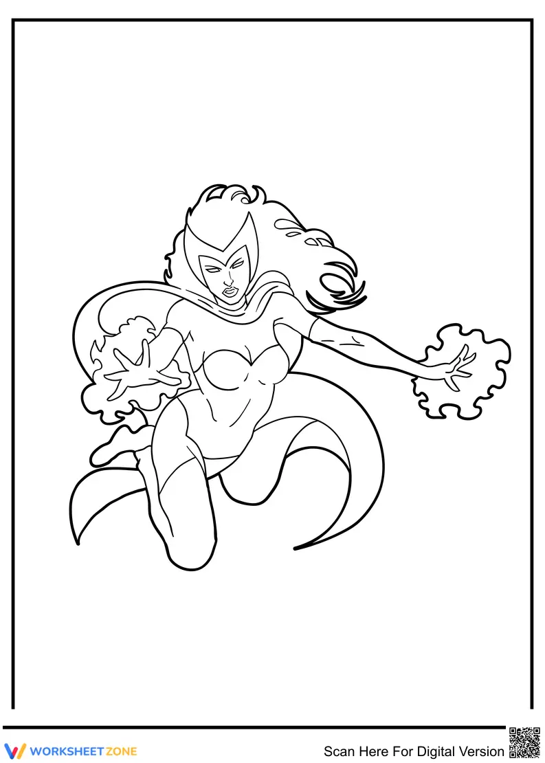 Scarlet Witch Coloring Page | Printable Grade 1 Art - Page 1