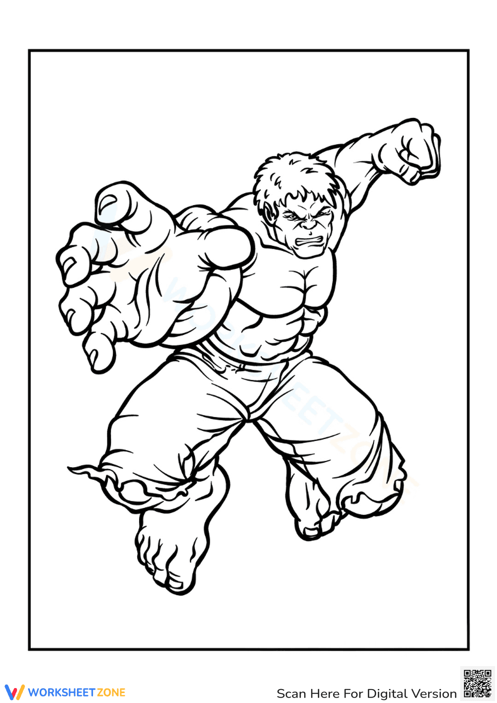 Superhero Coloring Page: Hulk - Page 1