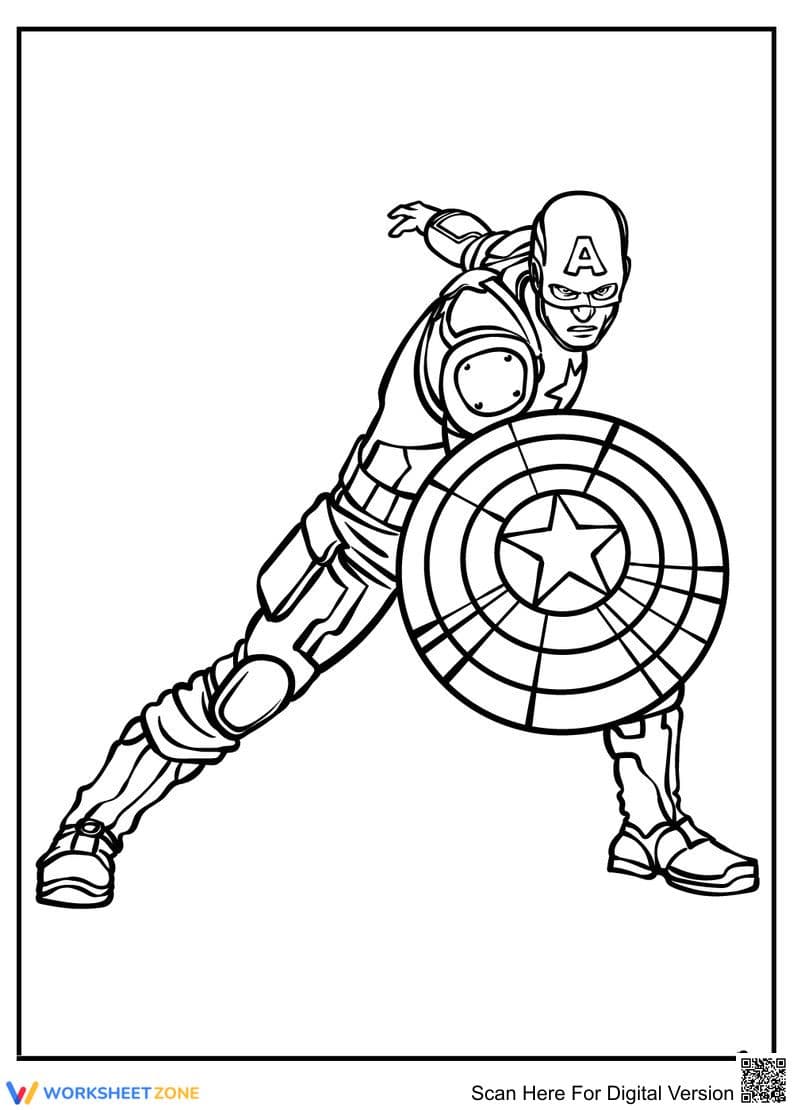 Captain America Coloring Page | Essential Grade K-2 Art - Page 1
