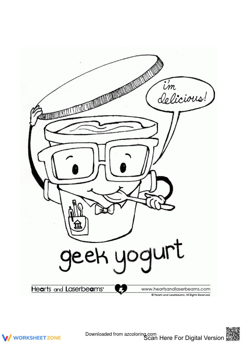 Cute Geek Yogurt Coloring Page | Essential Printable - Page 1