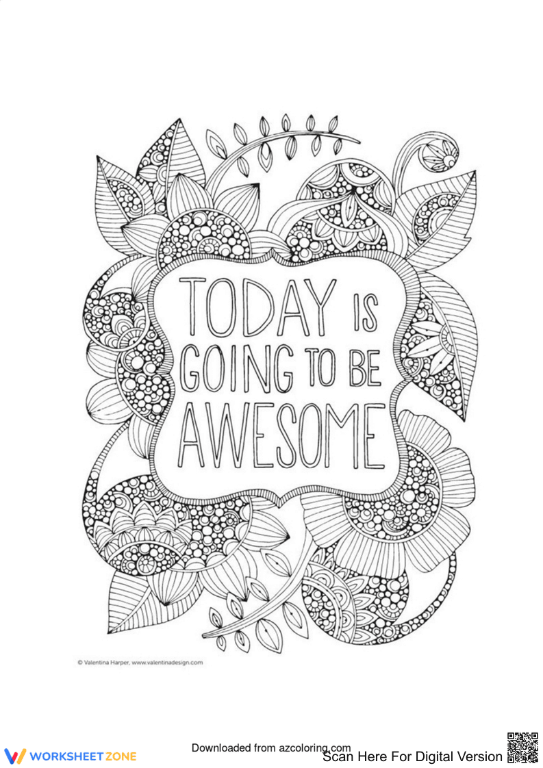 Today is Going to be Awesome Printable Coloring Page - Page 1
