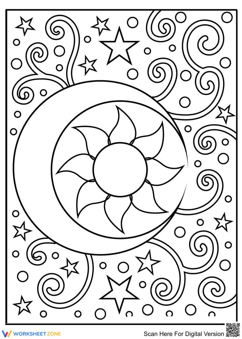 The Sun and the Moon Coloring Page - Page 1