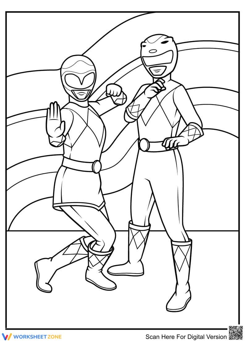 Pink and Yellow Ranger Coloring Sheet - Page 1