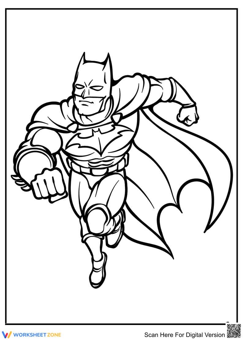 Running Batman Coloring Page Fun - Page 1