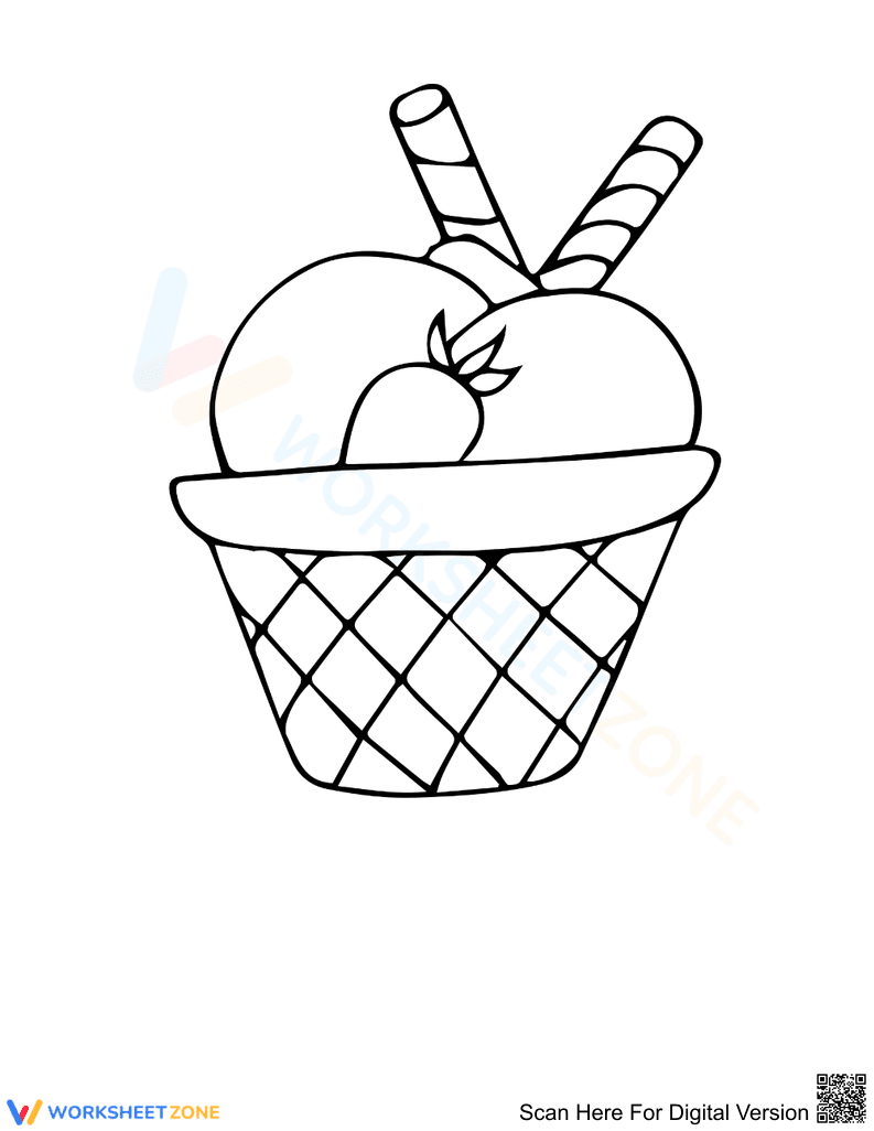Grade K-1 Ice Cream — Printable No-Prep Worksheet - Page 1