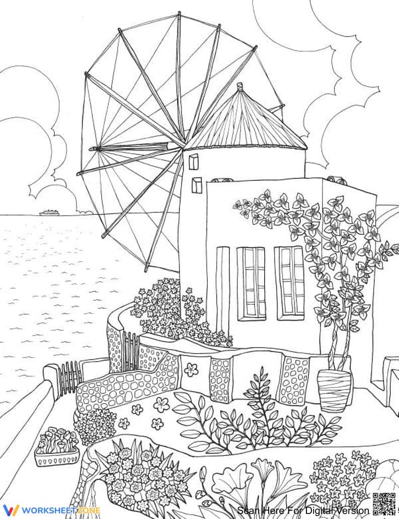 Beach House Coloring Page | Grade 10-12 Essential - Page 1