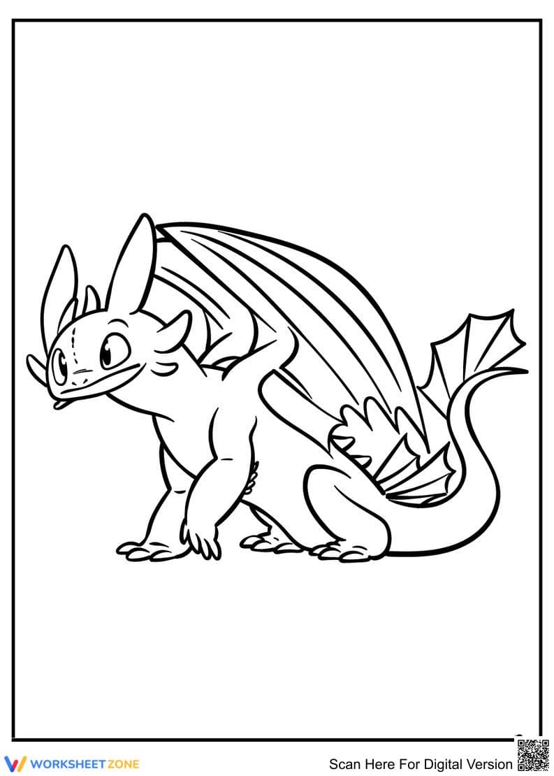 Toothless Coloring Page | Essential Grade K-8 Worksheet - Page 1