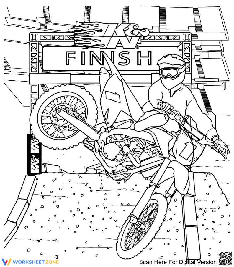 Motocross Racing Coloring Page - Page 1