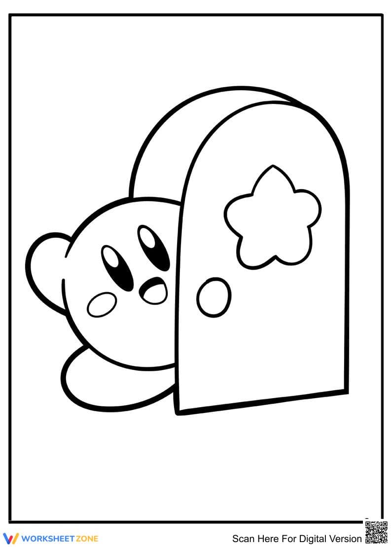 Kirby Coloring Page: Doorway to Fun! - Page 1
