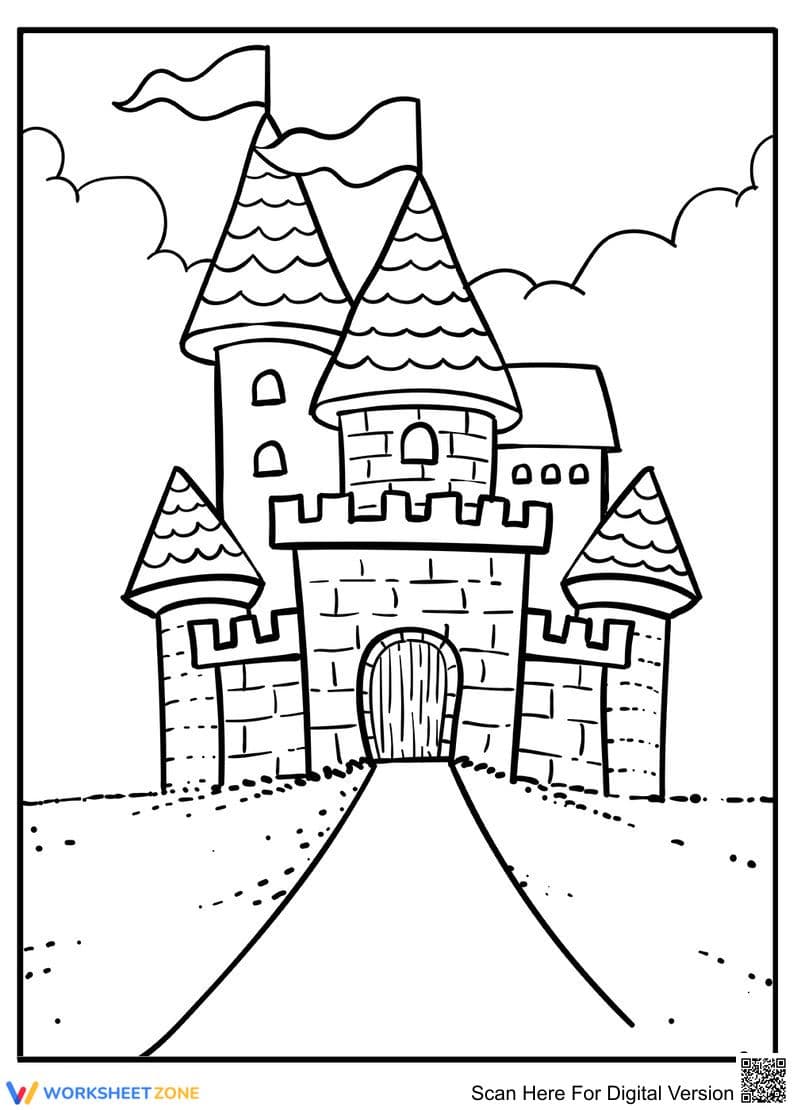 Big Castle Coloring Page | Essential K-5 Printable - Page 1