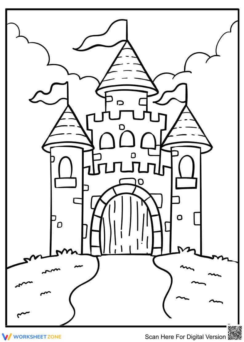 Massive Castle Coloring Page | Essential K-5 Printable - Page 1