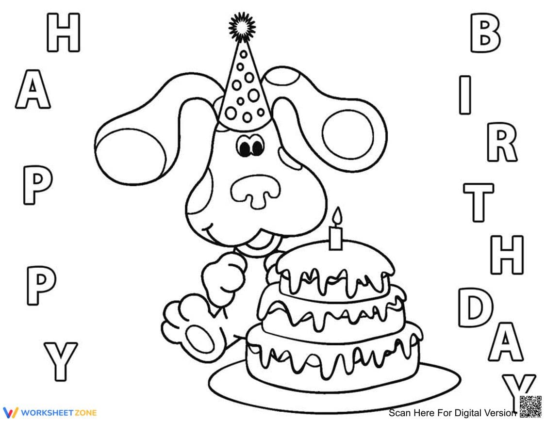 Blue's Clues Birthday Coloring Worksheet | Essential K-2 - Page 1
