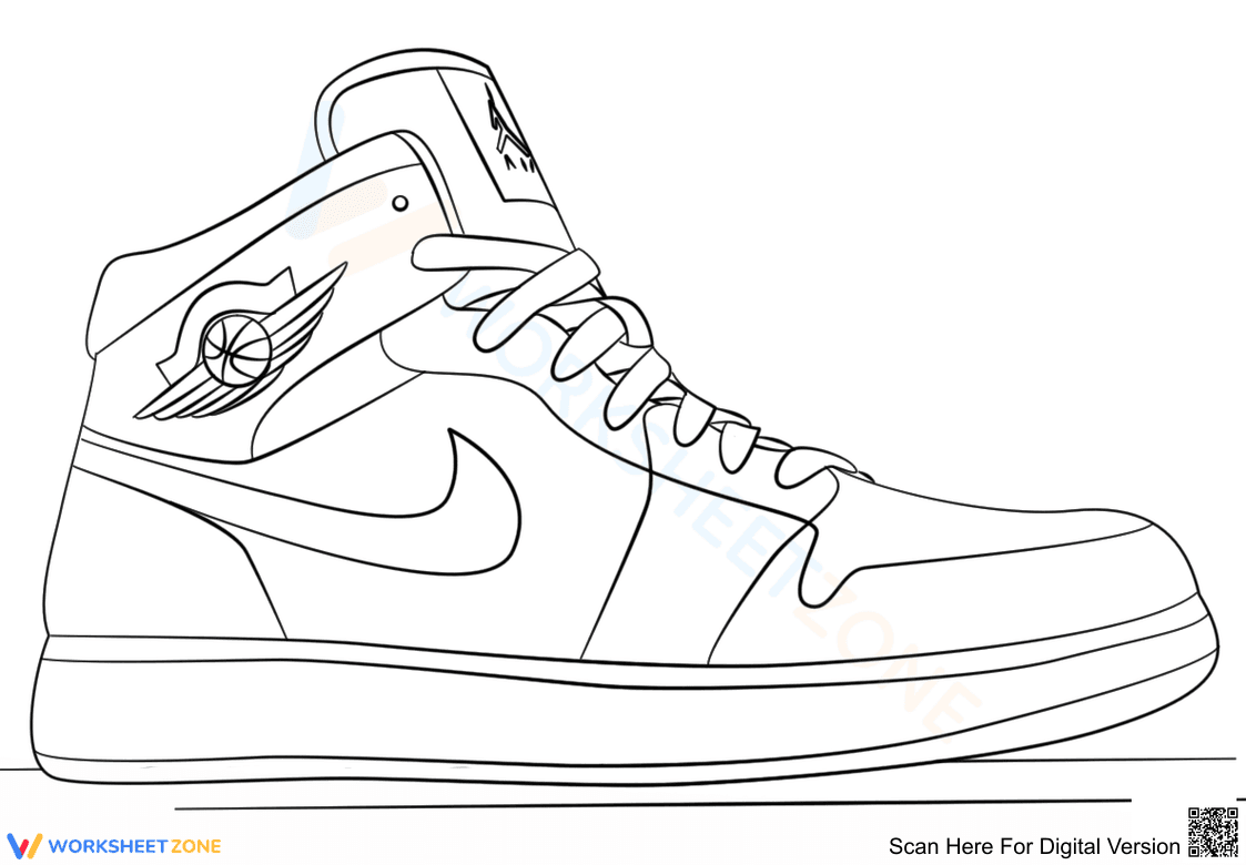Printable Sneaker Coloring Page | Grade 1-5 Essential - Page 1