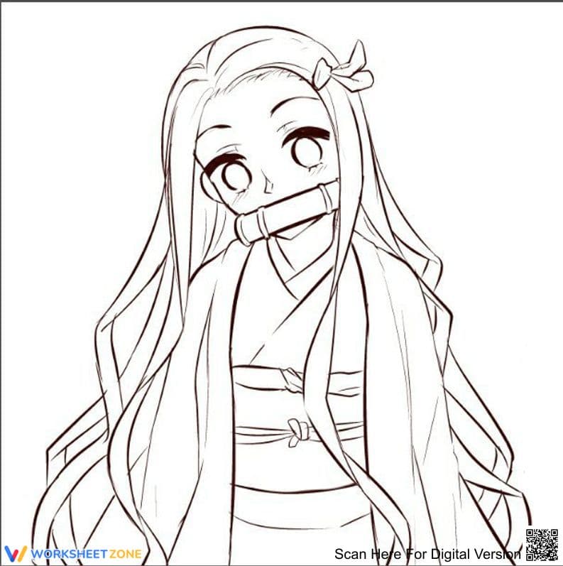 Printable Nezuko Coloring Page | Grades K-5 Art - Page 1