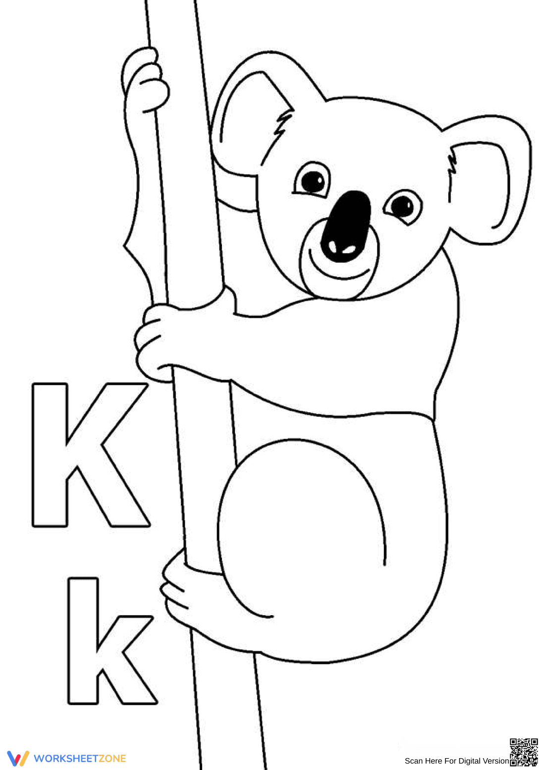 'K' is for Koala: Alphabet Learning Page - Page 1