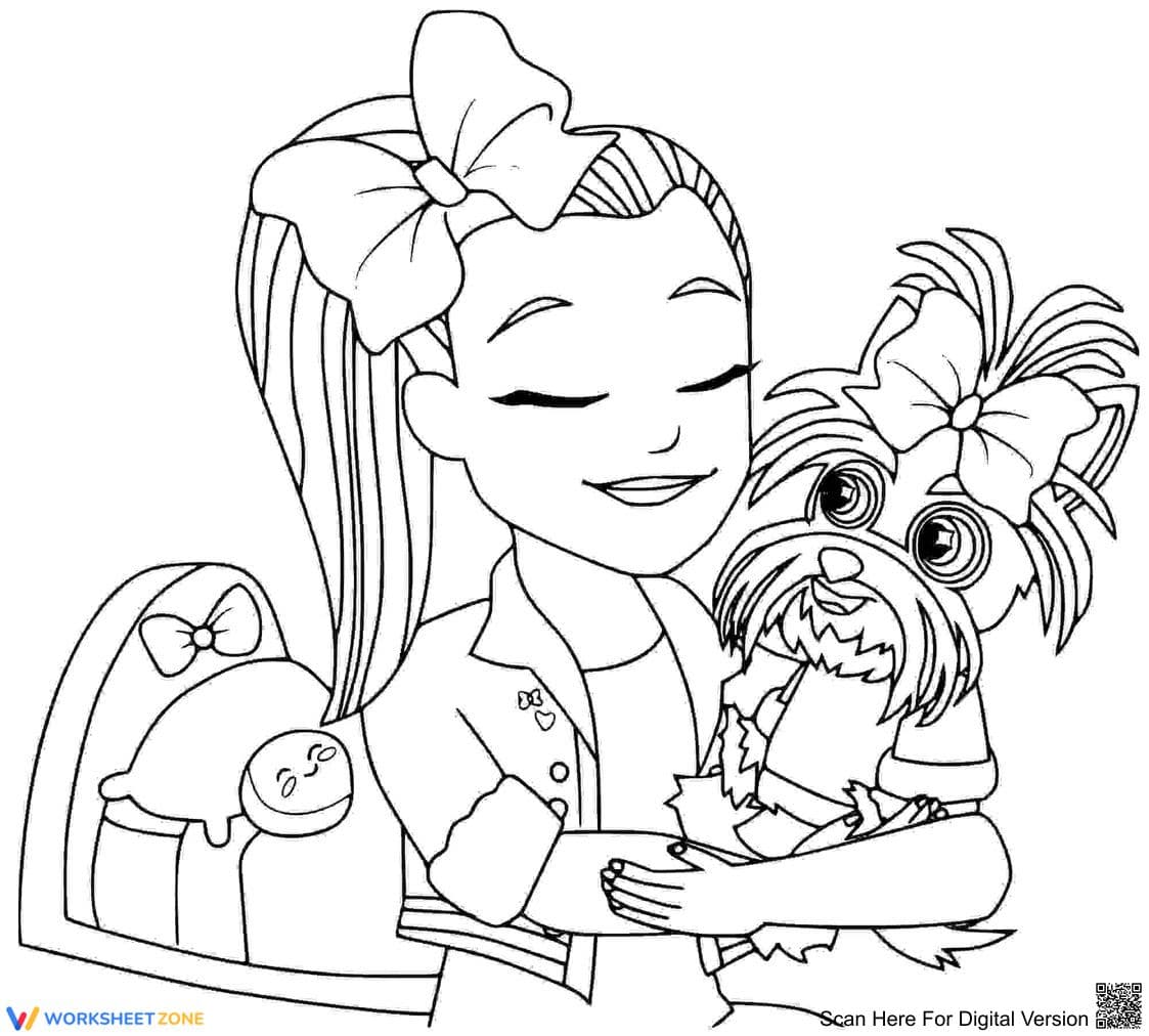 Jojo Siwa and Her Dog Coloring Page | Printable Ready - Page 1
