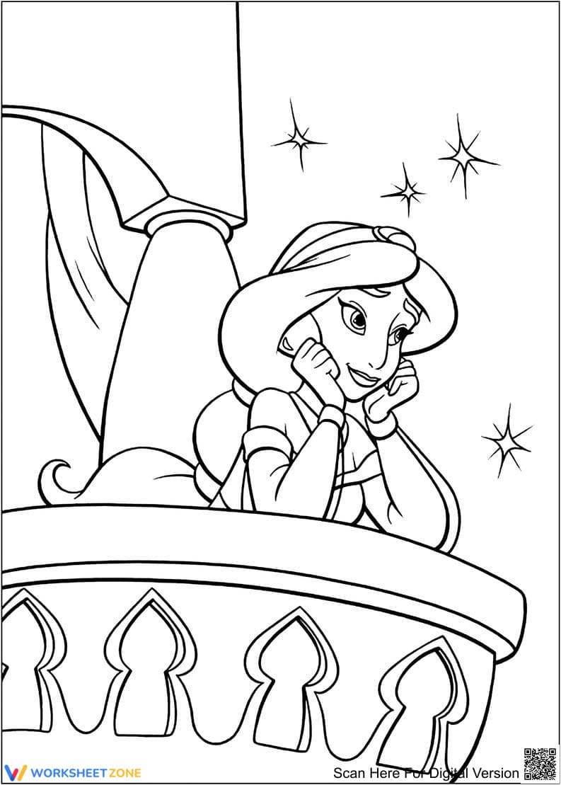 Dreamy Jasmine Coloring Page | Essential K-5 Printable - Page 1