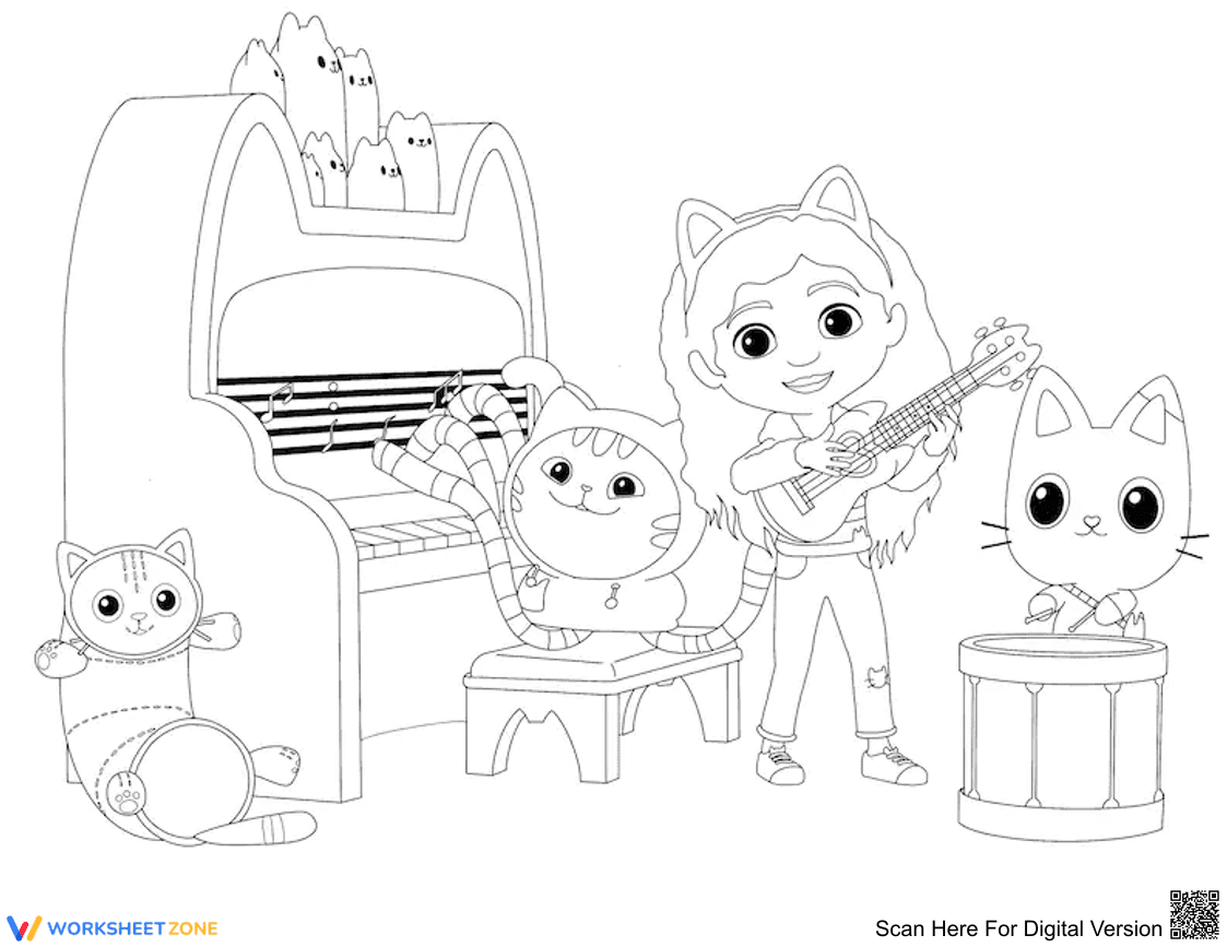 Gabby's Music Band Coloring Page | Essential K-2 Printable - Page 1