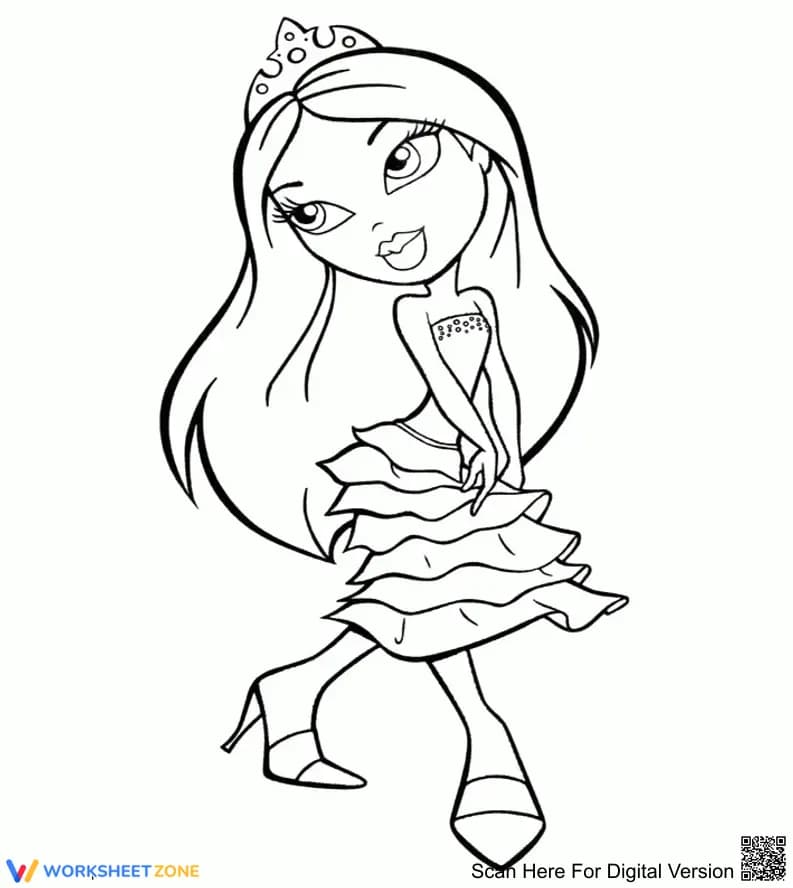 Charming Girl Coloring Page | Essential Grade K-5 Art - Page 1