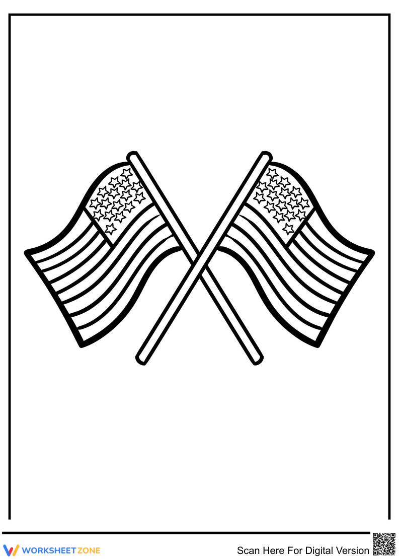 American Flag Coloring Page | Printable Grade K-2 - Page 1