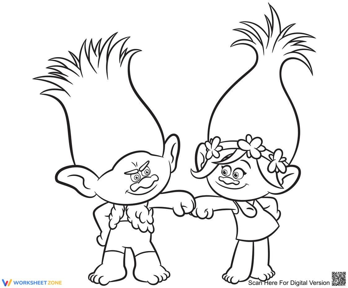Trolls Poppy and Branch Worksheet - Page 1