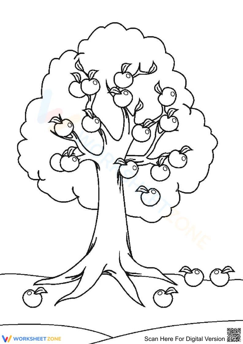 Fall Tree Coloring Worksheet | Grade K-2 Essential - Page 1