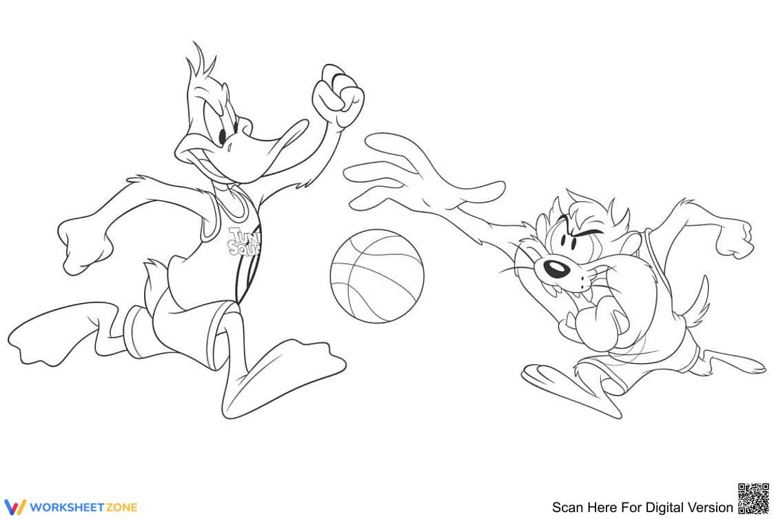 Daffy versus Taz Coloring Page | Essential K-5 Art - Page 1