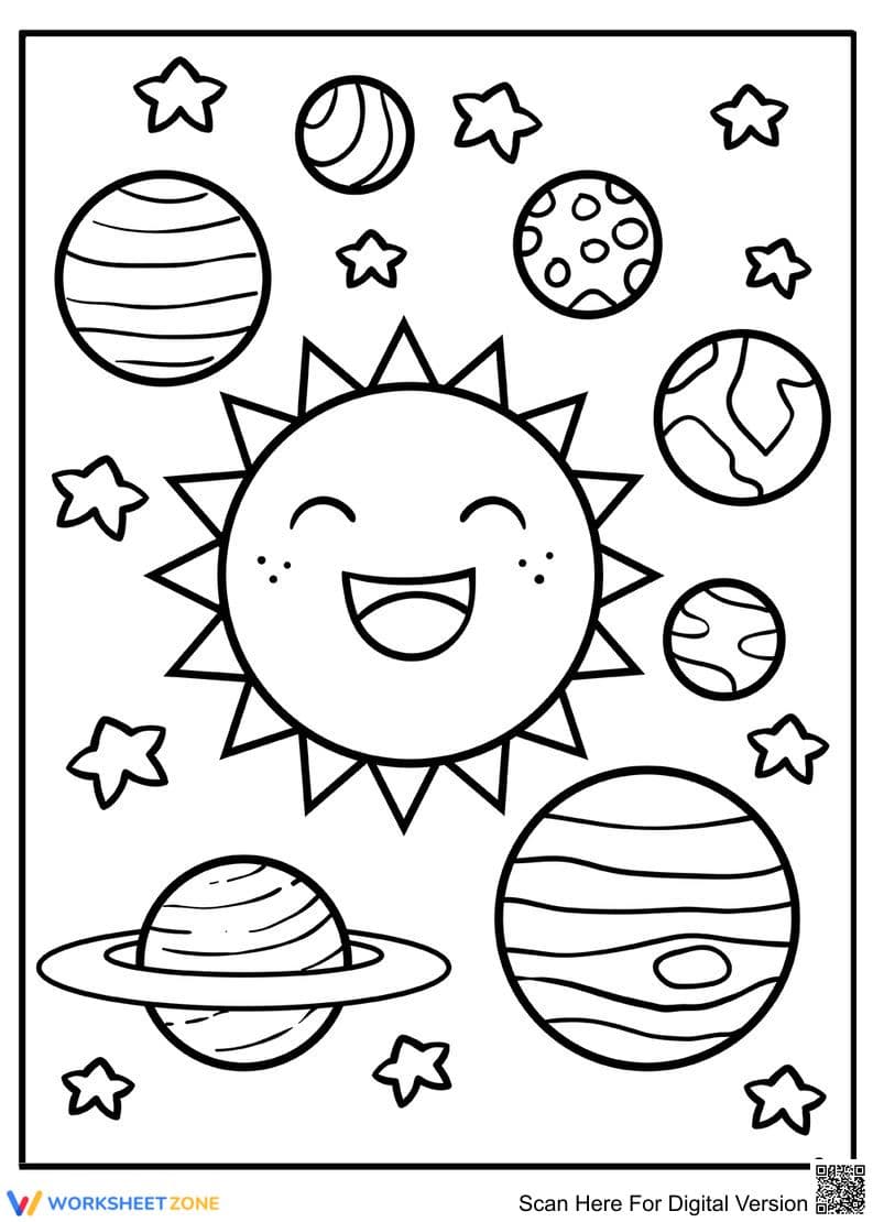 Solar System Coloring Worksheet | Essential Grade 1 - Page 1