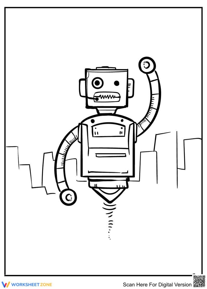 High-Tech Robot Coloring Page | Essential K-5 Printable - Page 1
