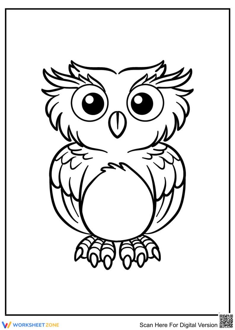 Baby Owl Learning Sheet for Kids - Page 1