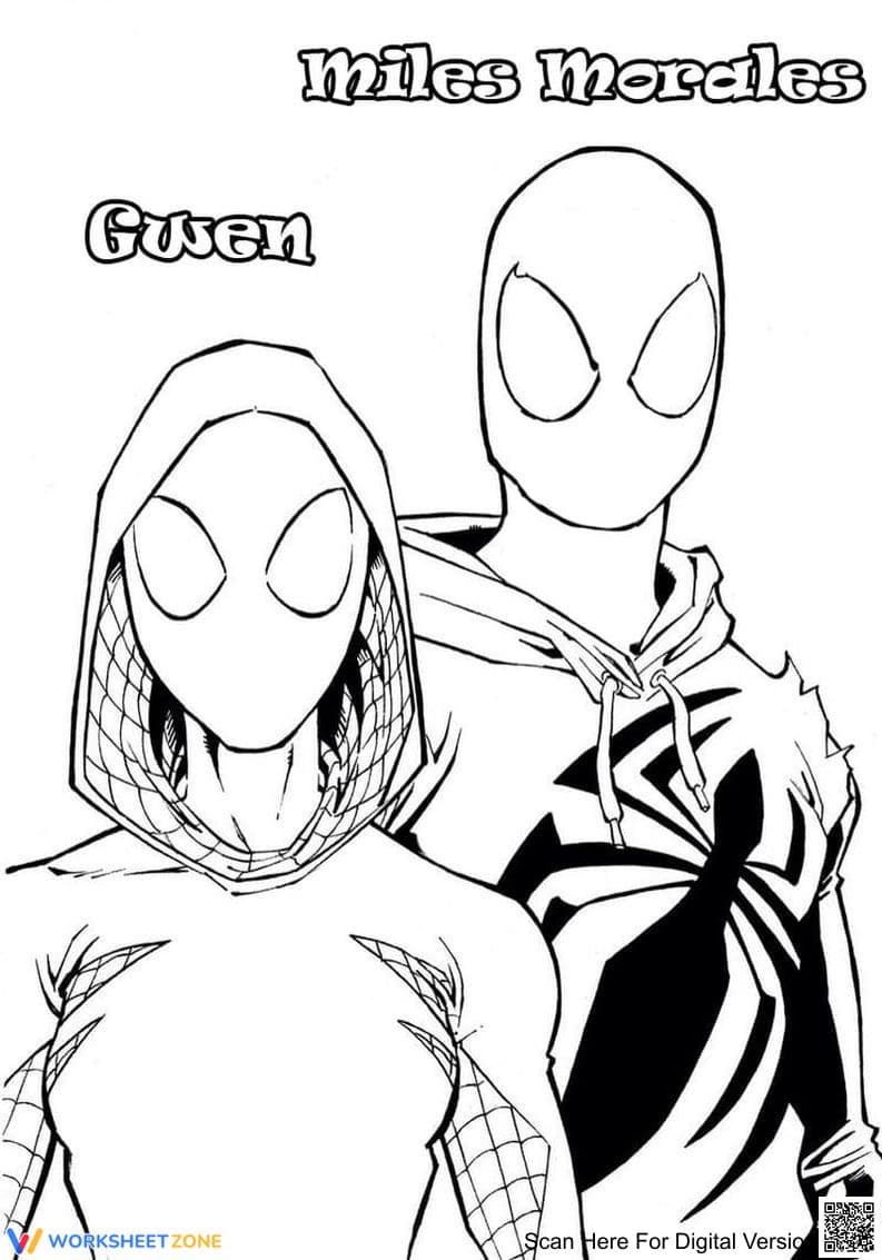 Gwen and Miles Morales Coloring Page | Essential Printable - Page 1
