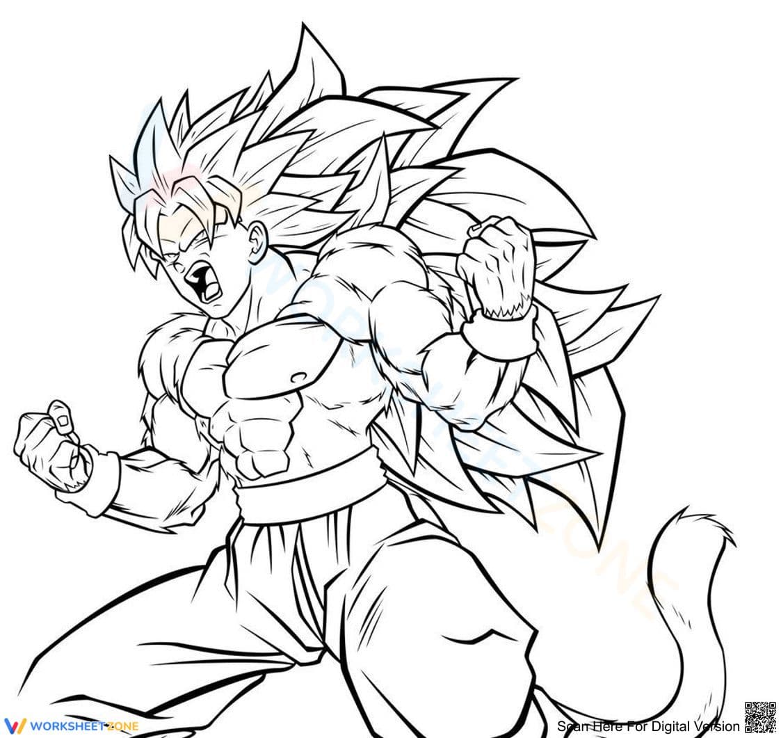 Powerful Goku Coloring Page | Essential Grade K-5 Art - Page 1