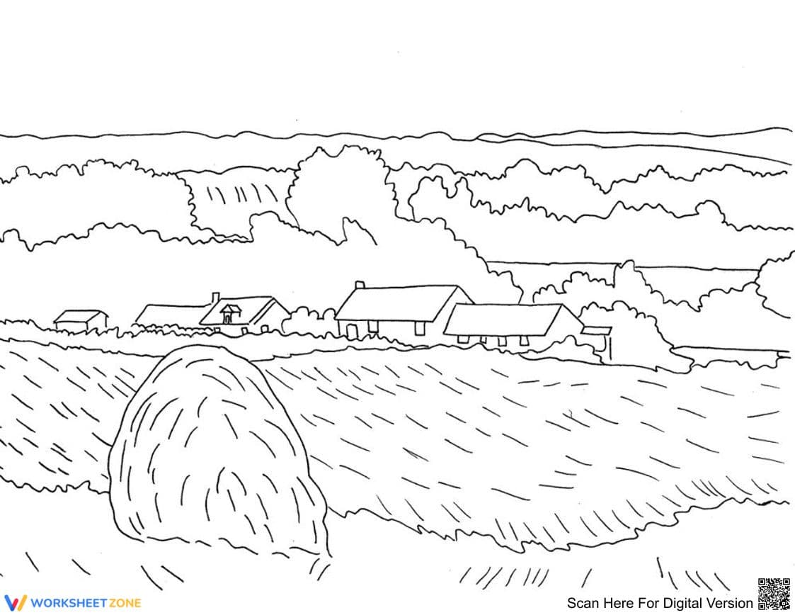 Farm Field Coloring Page | Essential Grade K-5 Art - Page 1