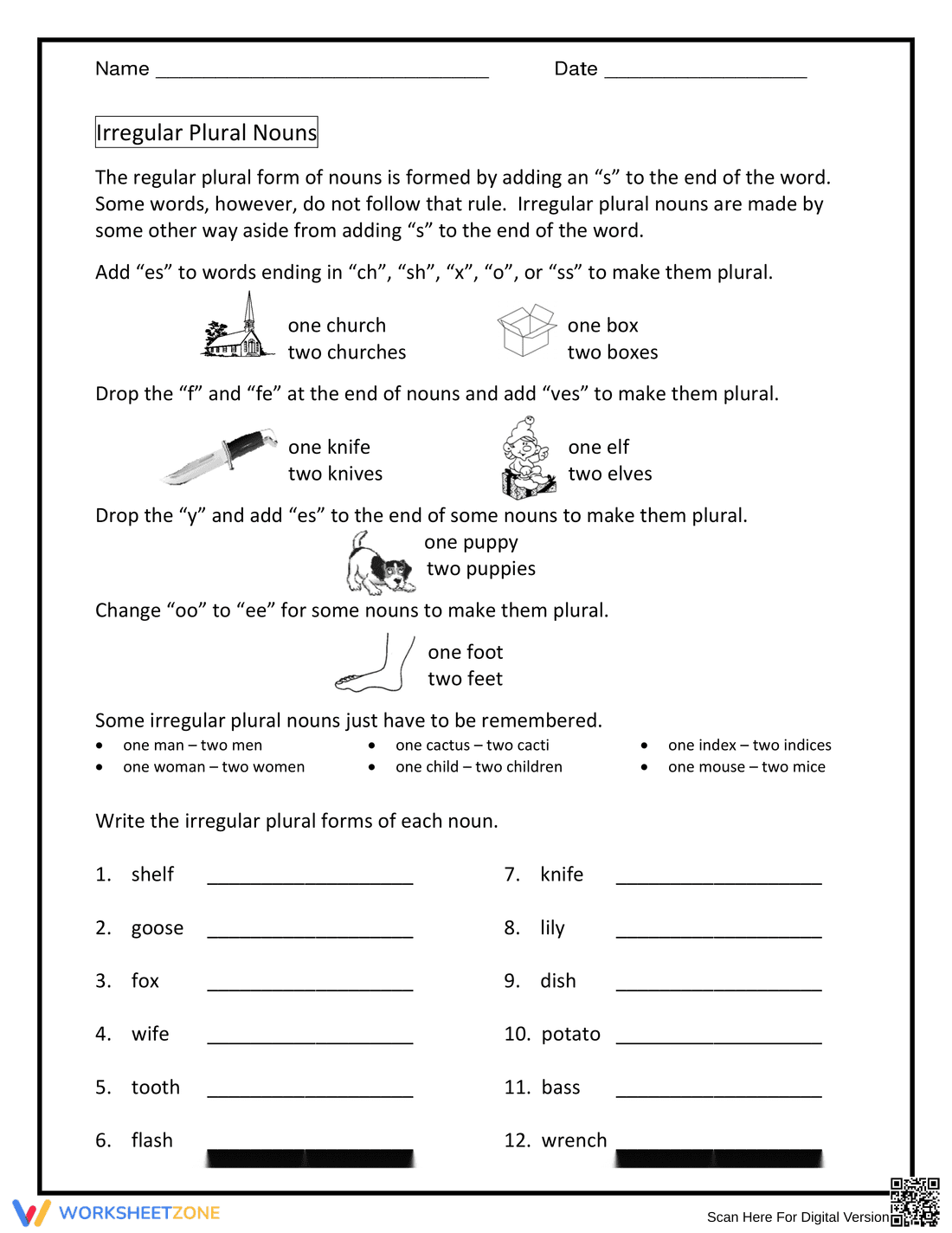 Irregular Plural Nouns Practice - Page 1