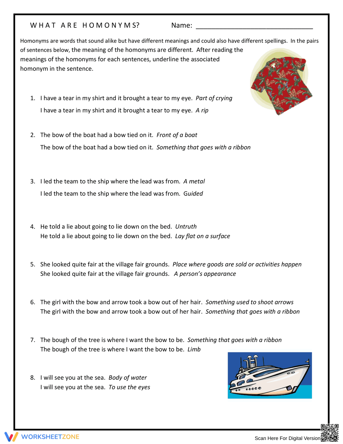 Grammar Comprehension Worksheet - Page 1