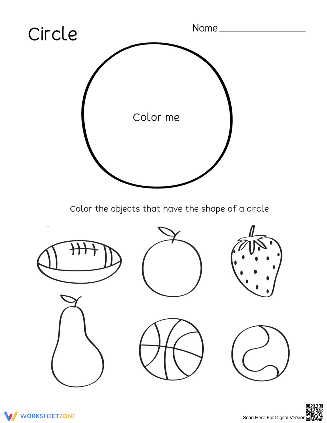 Printable Circle Shapes Worksheet | Grade K Math - Page 1