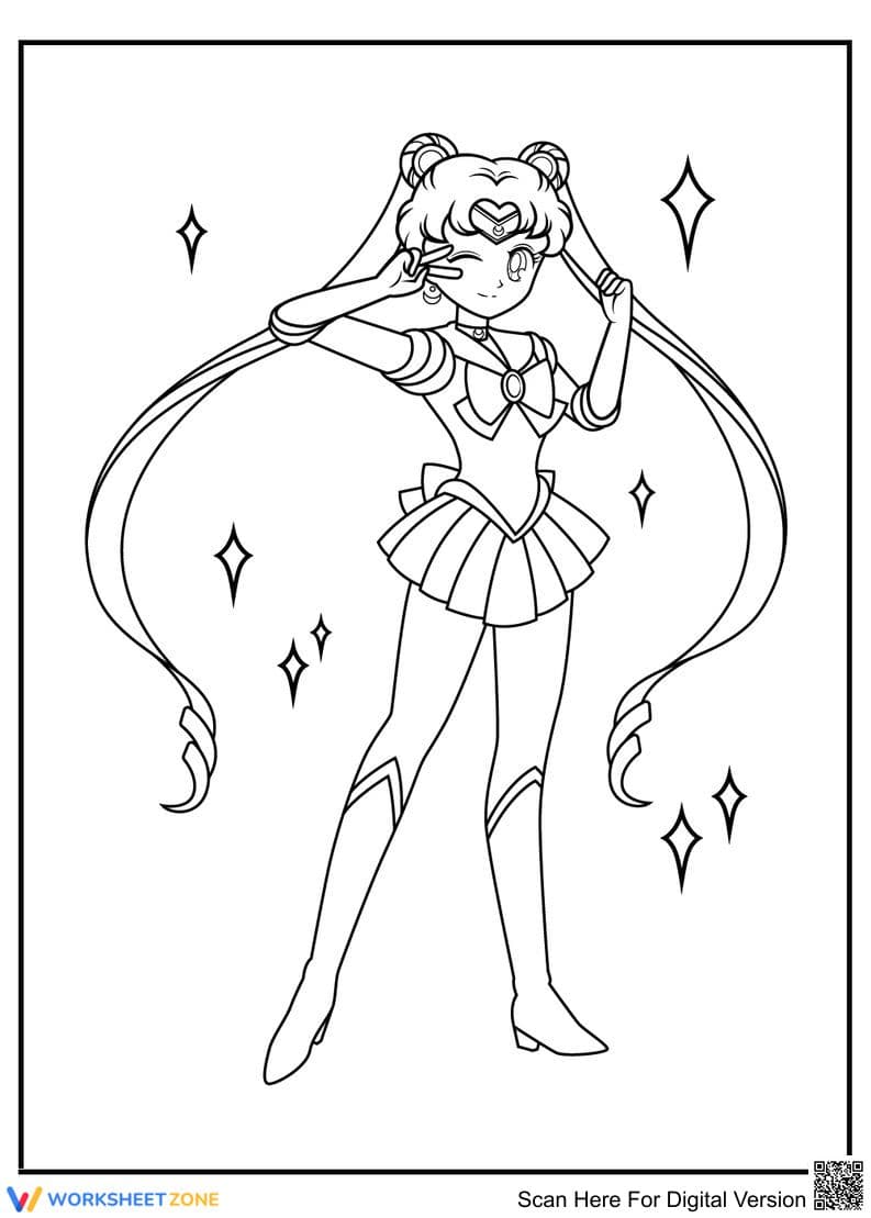 Sailor Moon Coloring Page | Printable Grade K-5 Art - Page 1