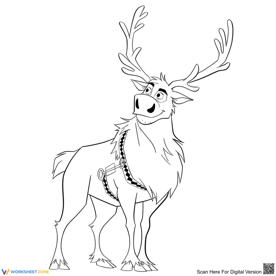 Sven Reindeer Coloring Page | Essential Grade K-2 Art - Page 1