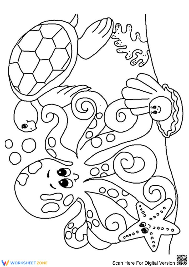 Ocean Friends Coloring Page | Essential Grade K-5 Ready - Page 1