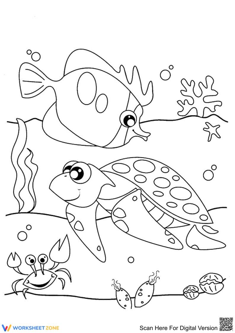 Cute Ocean Animals Coloring Page | Essential Printable - Page 1