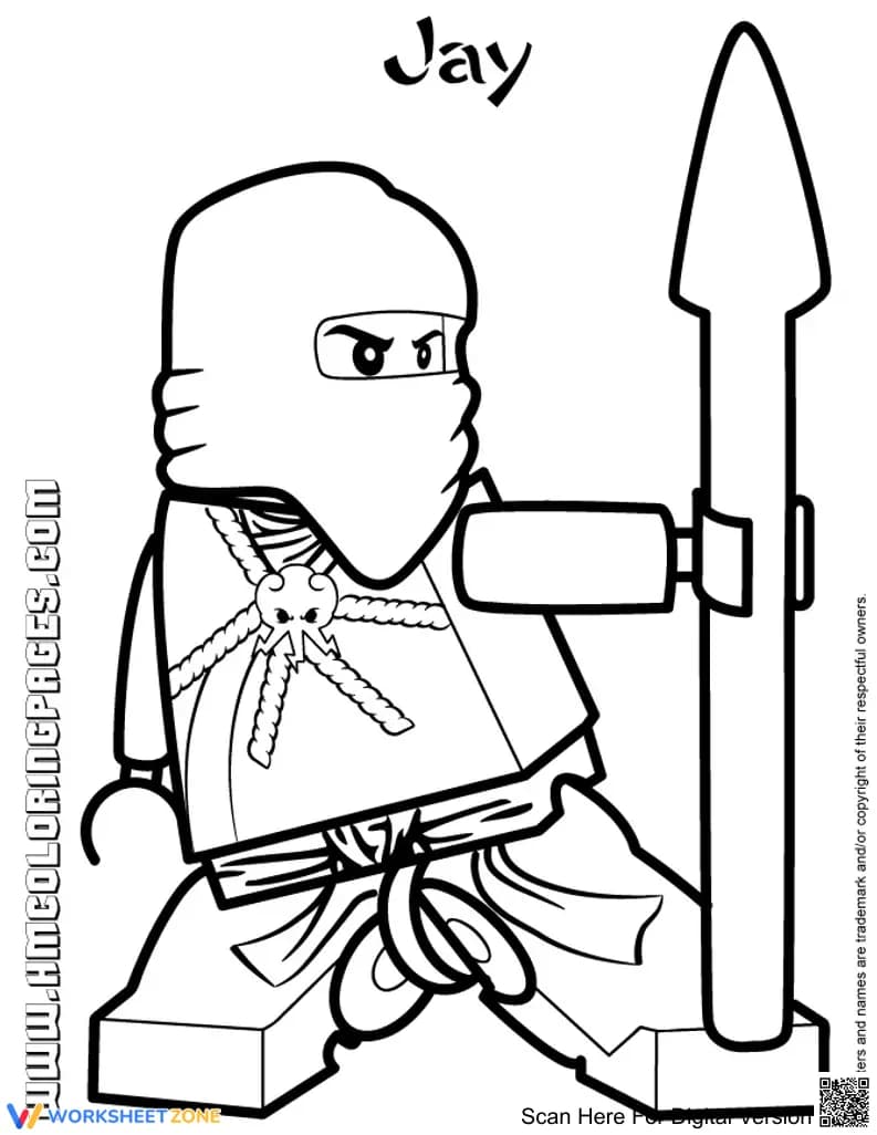 Ninjago Jay Coloring Page | Essential Grade K-5 Art - Page 1