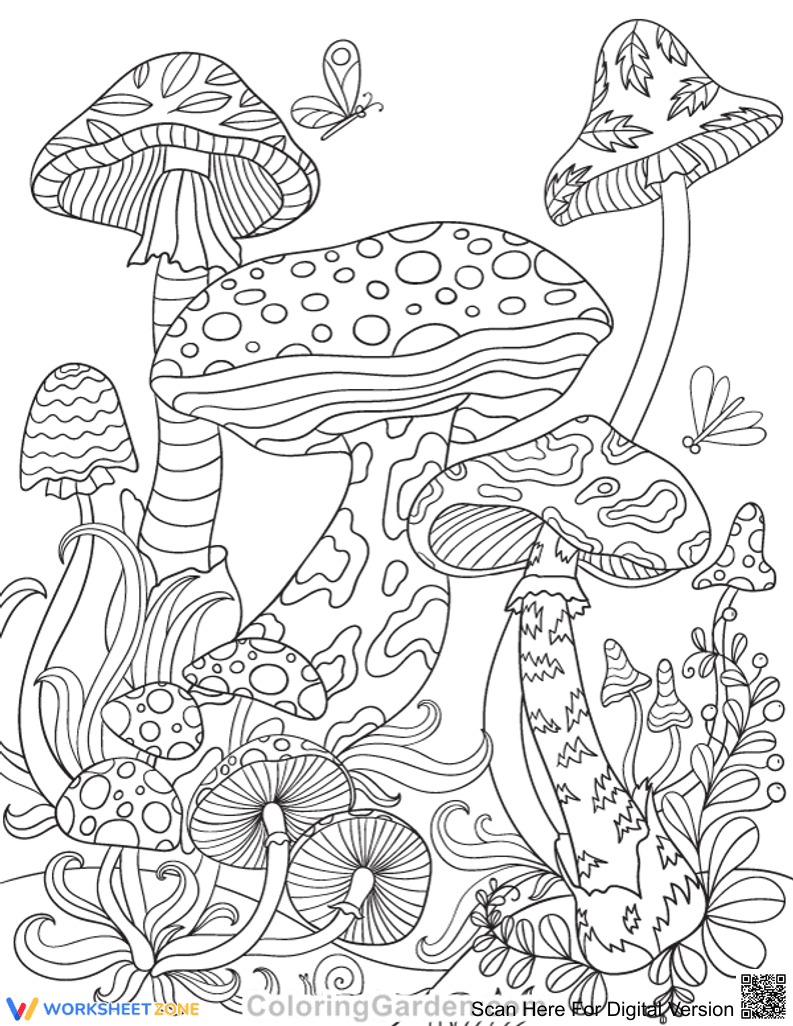 Mushroom Forest Coloring Page | Essential K-5 Printable - Page 1